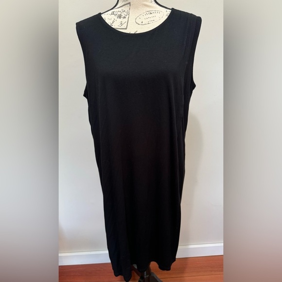 Eileen Fisher Double Front Stretch Viscose Jersey Knit Tank Dress Sz M - Picture 1 of 9